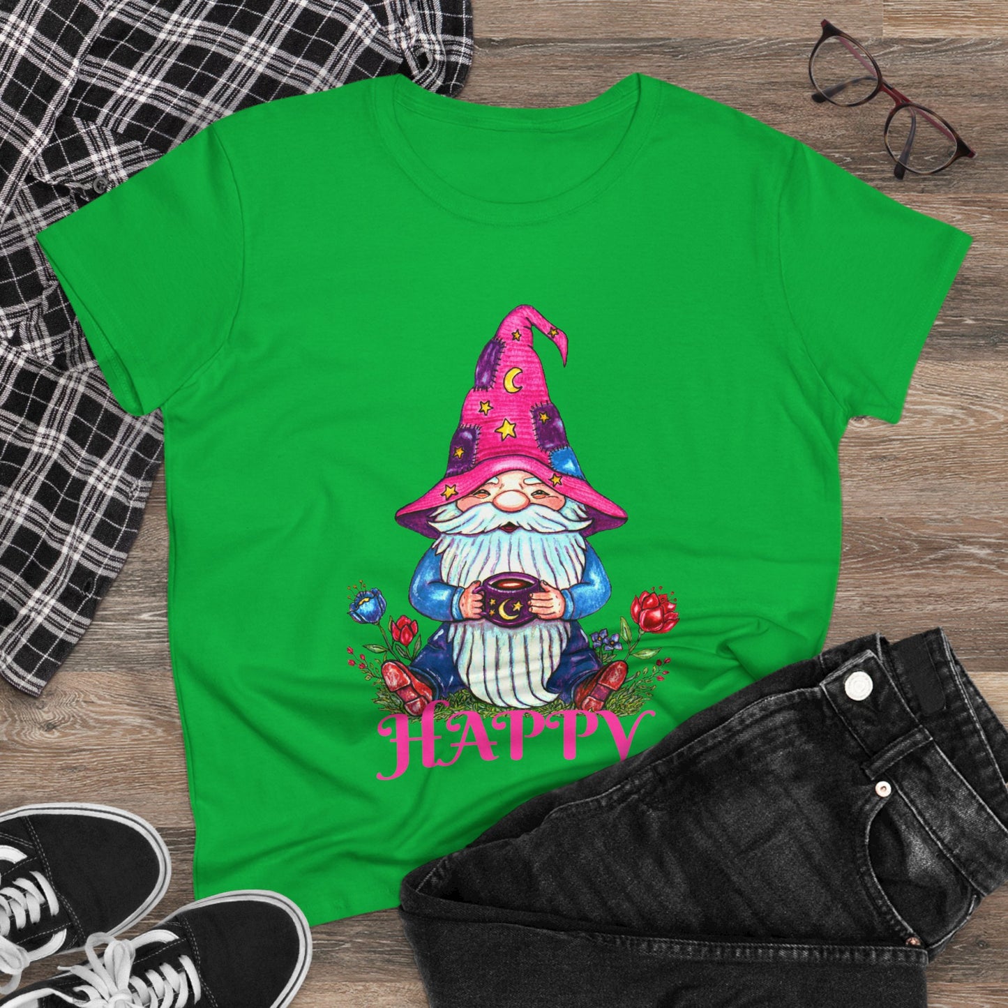 Happy Gnome Women's Midweight Cotton Tee