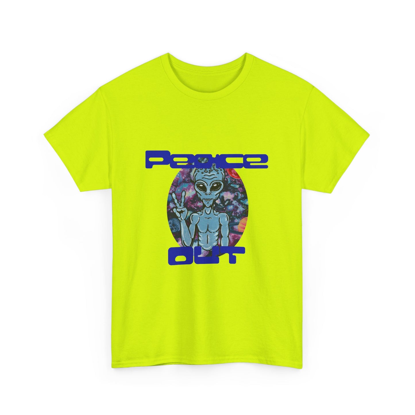 Peace Out Grey Alien Unisex Heavy Cotton Tee