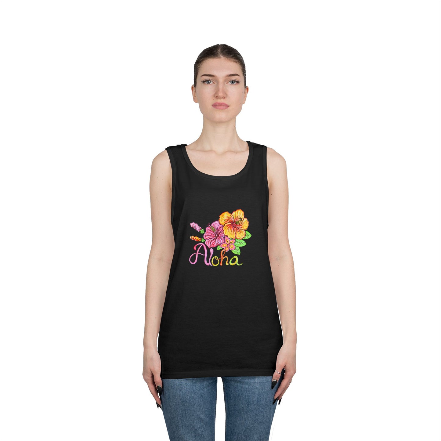 Aloha Flowers Unisex Heavy Cotton Tank Top