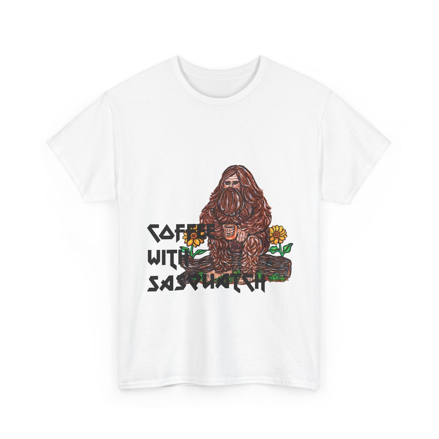 Coffee With Sasquatch Unisex Heavy Cotton Tee