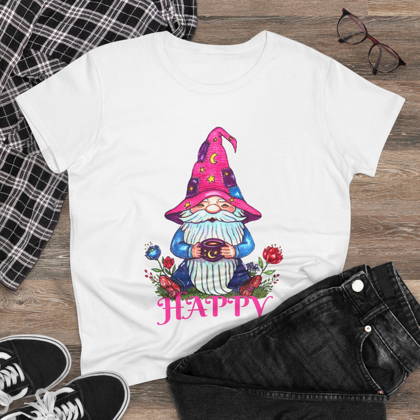Happy Gnome Women's Midweight Cotton Tee