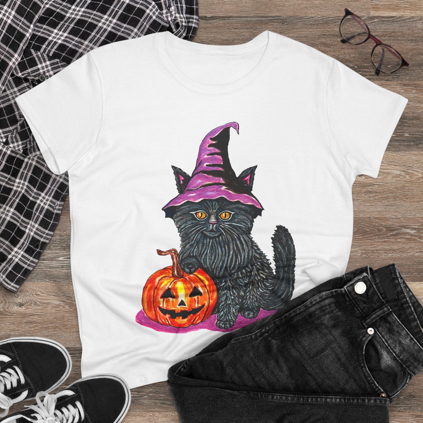Halloween Kitty Women's Midweight Cotton Tee
