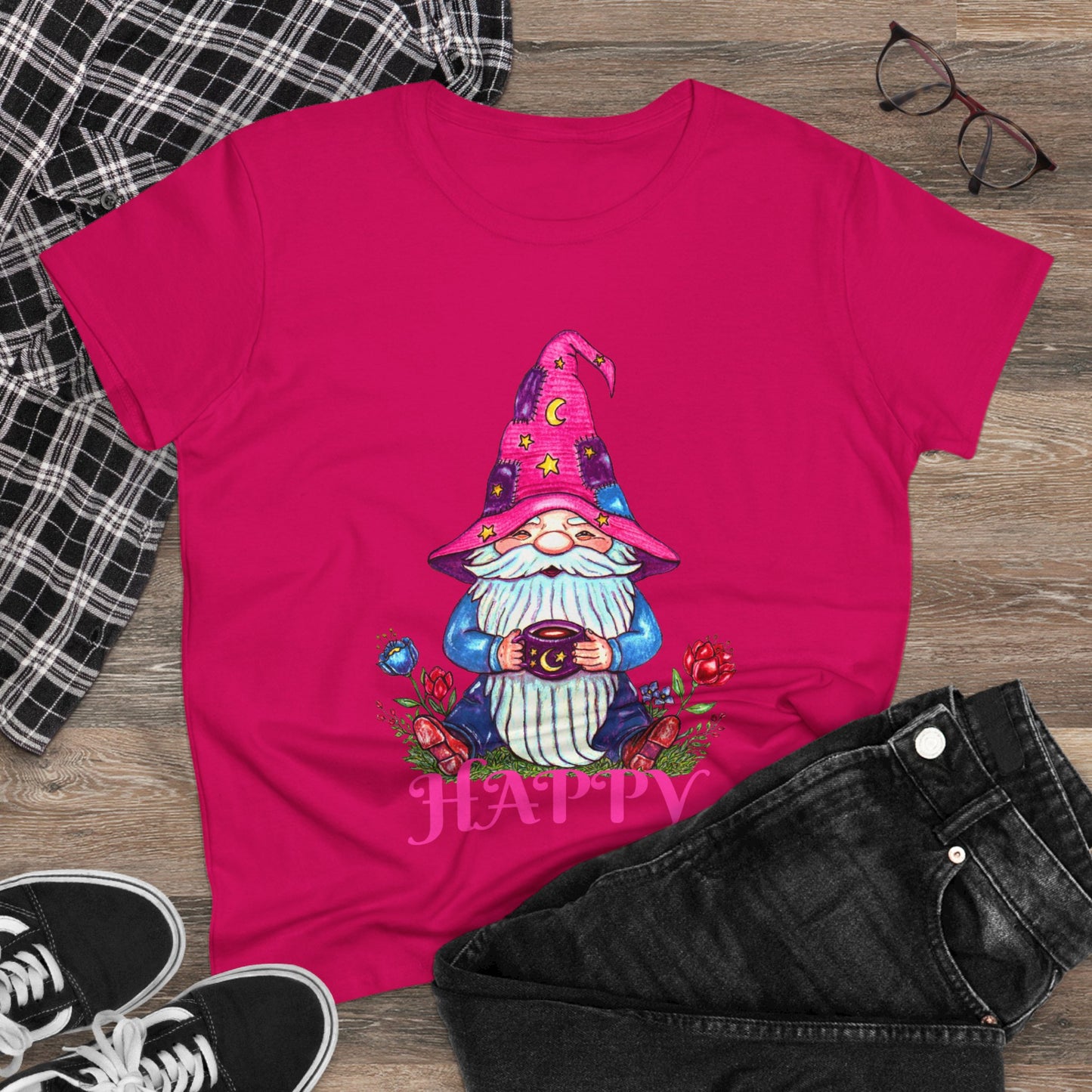 Happy Gnome Women's Midweight Cotton Tee