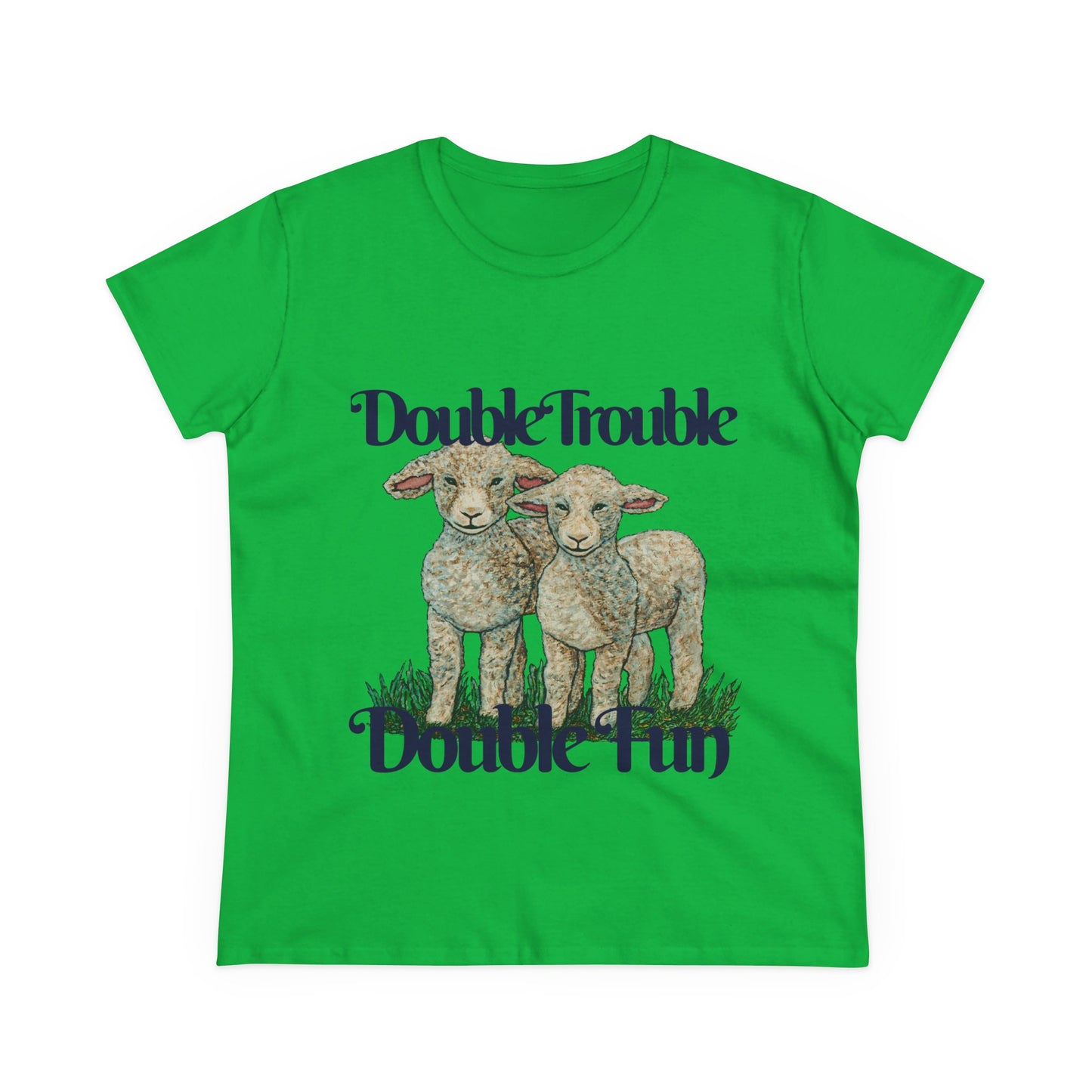 Double Trouble Double Fun Women's Midweight Cotton Tee
