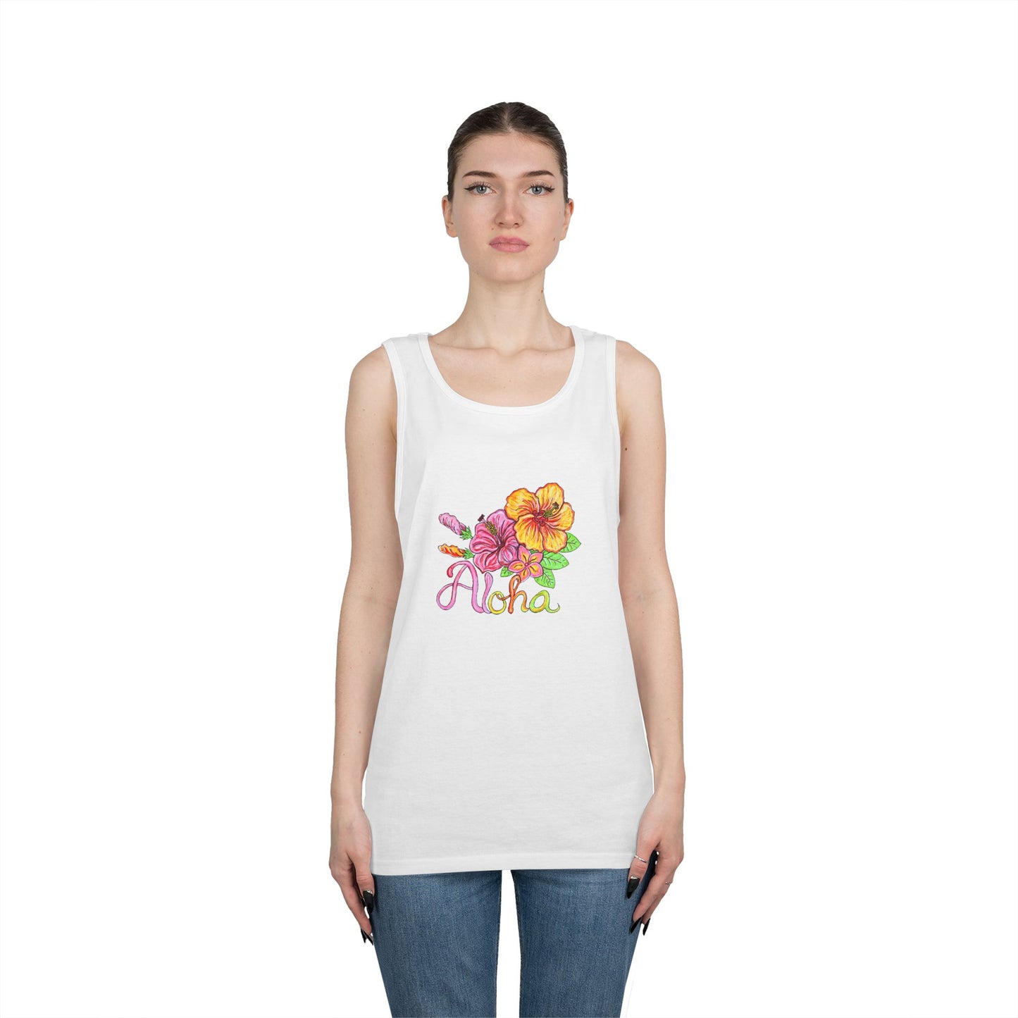 Aloha Flowers Unisex Heavy Cotton Tank Top