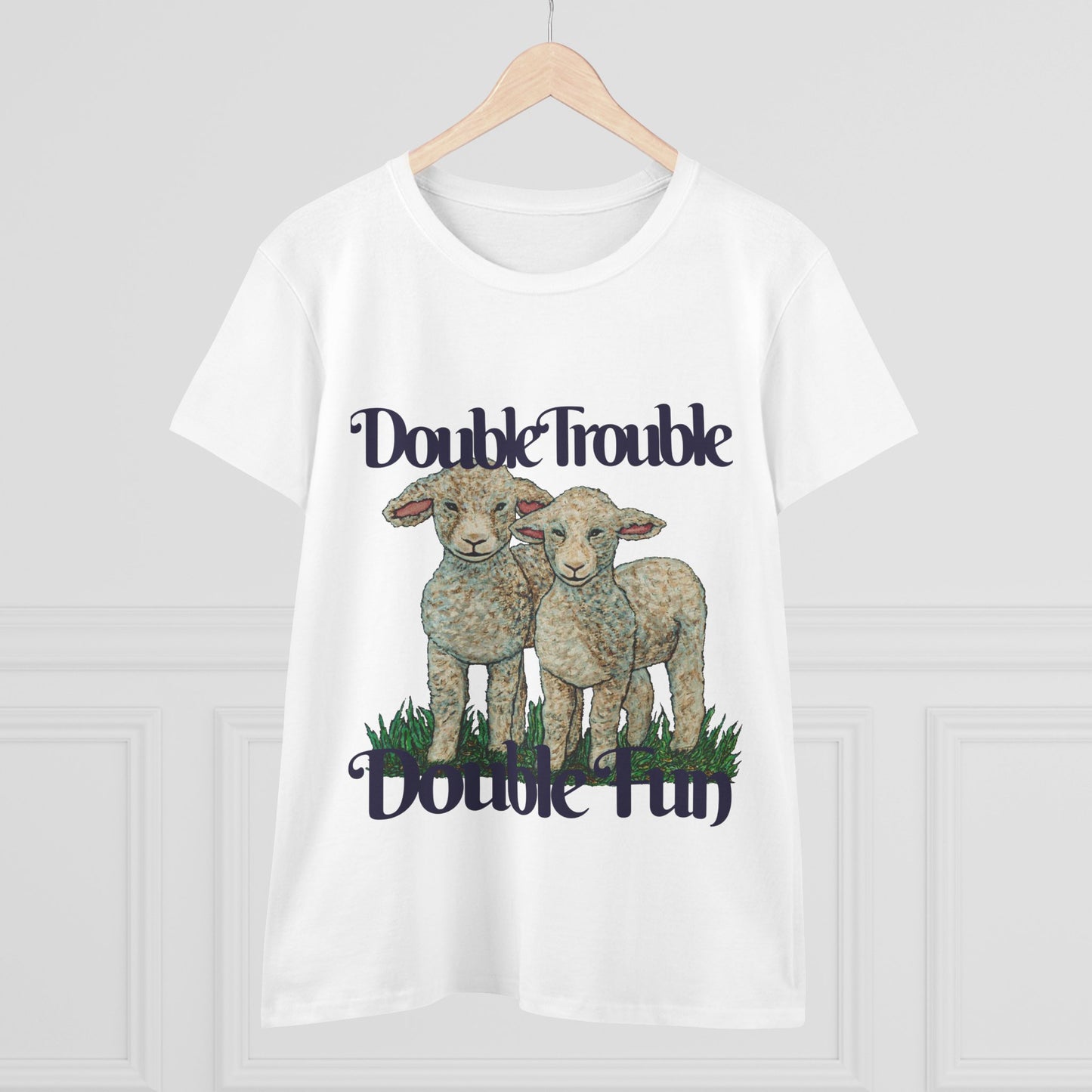 Double Trouble Double Fun Women's Midweight Cotton Tee