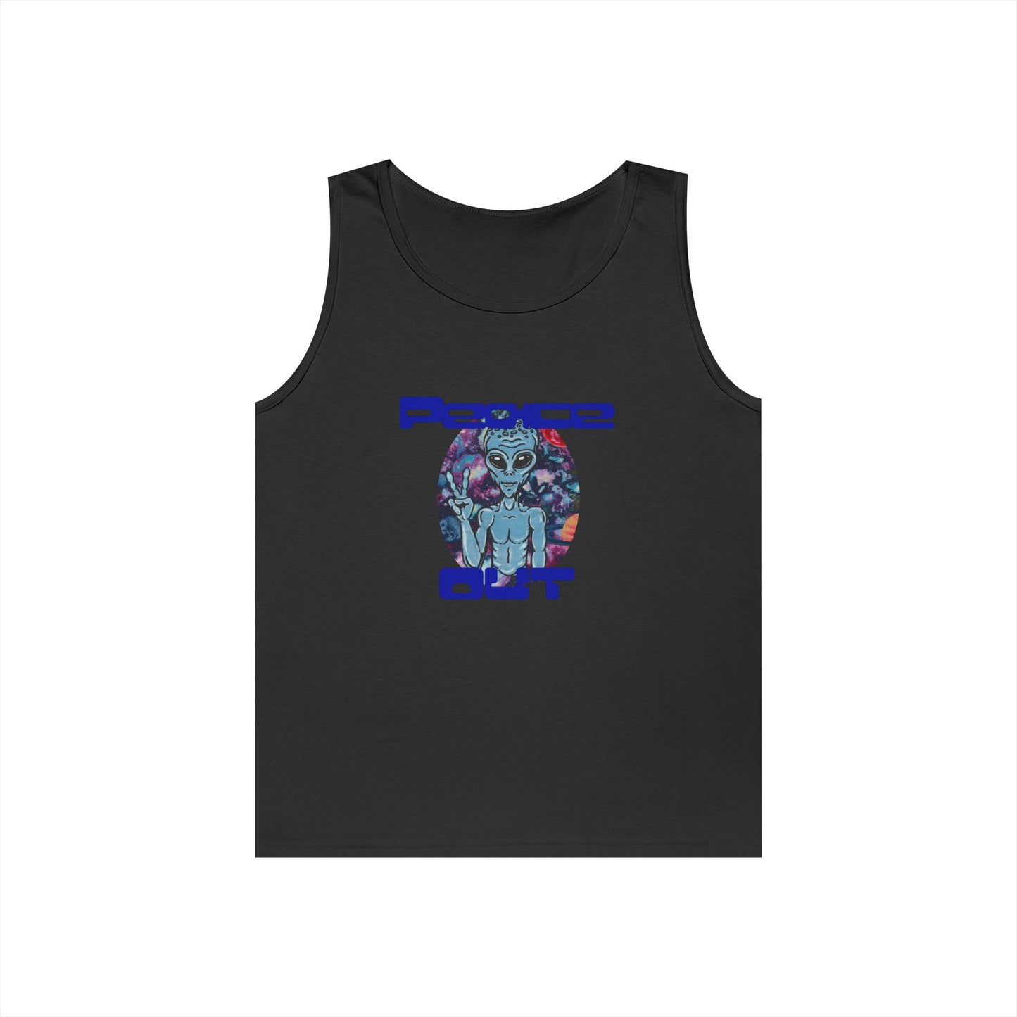 Peace Out Grey Alien Unisex Heavy Cotton Tank Top