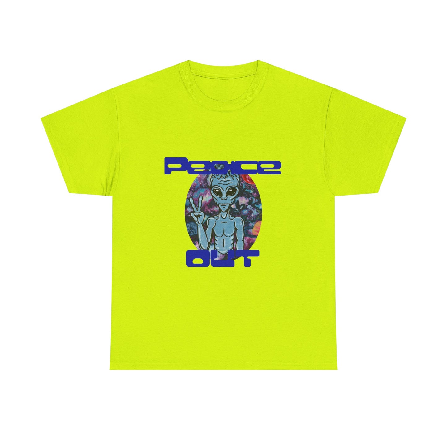 Peace Out Grey Alien Unisex Heavy Cotton Tee