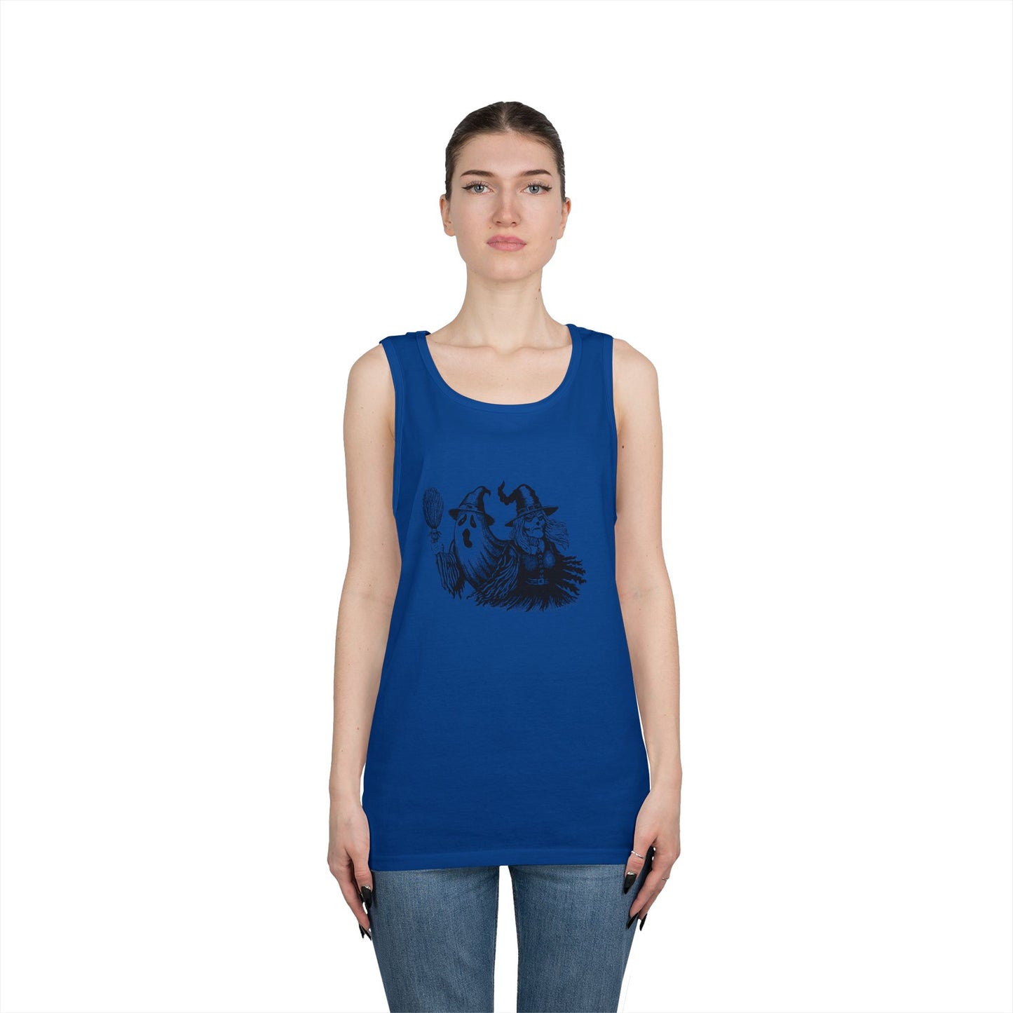 Witch and Ghost Unisex Heavy Cotton Tank Top