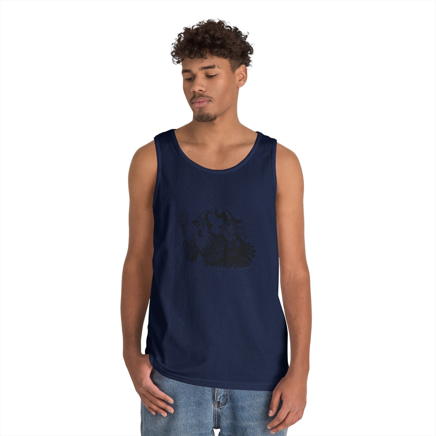 Witch and Ghost Unisex Heavy Cotton Tank Top