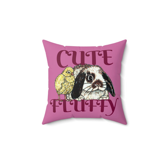 Cute and Fluffy Spun Polyester Square Pillow