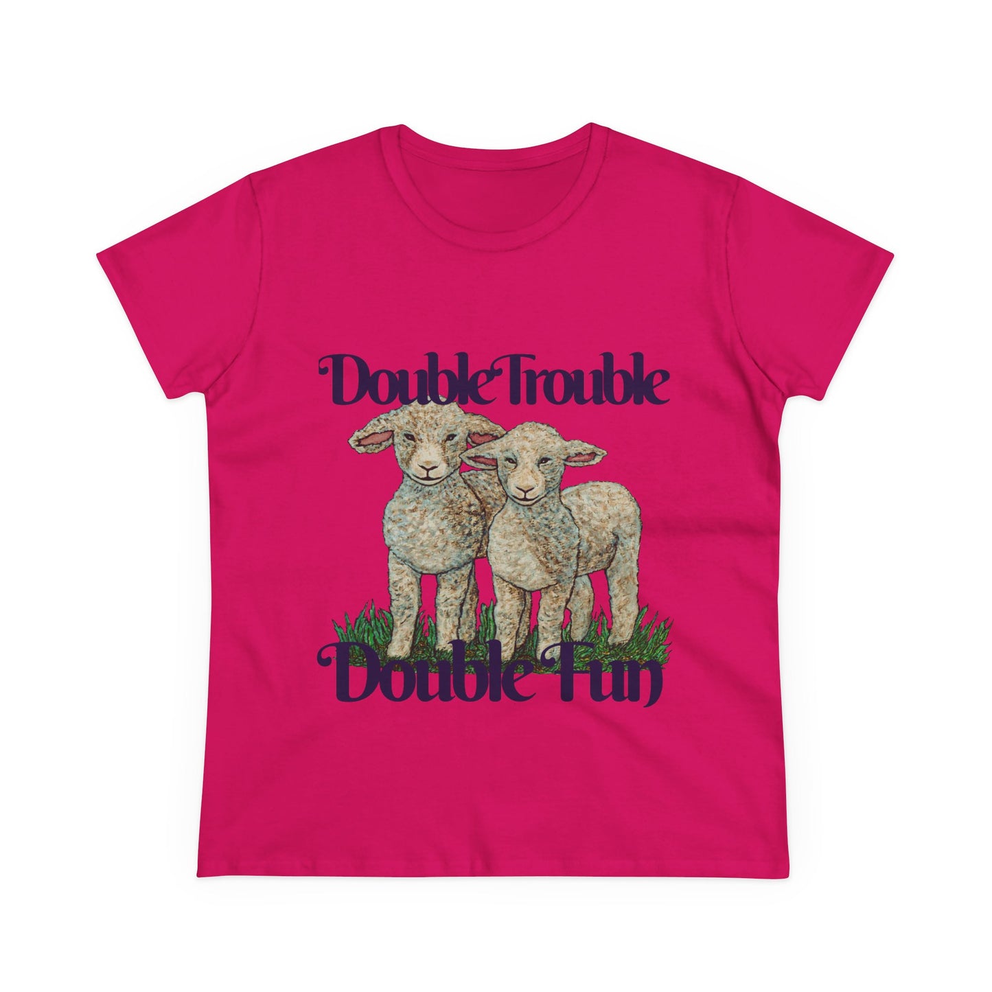 Double Trouble Double Fun Women's Midweight Cotton Tee