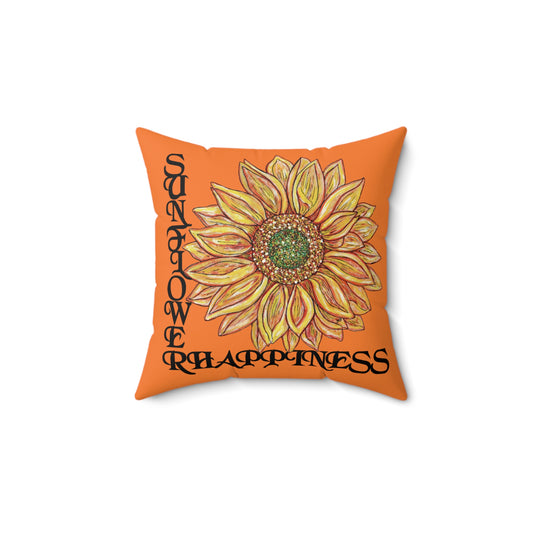 Sunflower and Happiness Spun Polyester Square Pillow