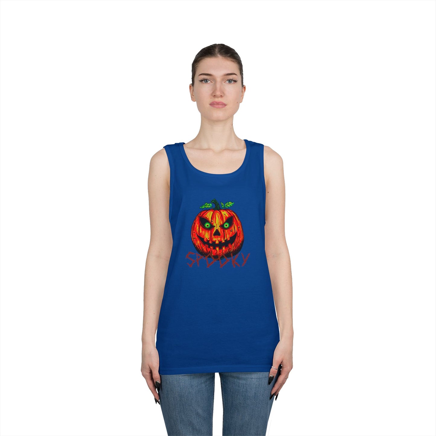 Spooky Jack-o-Lantern Unisex Heavy Cotton Tank Top