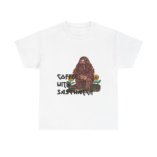 Coffee With Sasquatch Unisex Heavy Cotton Tee