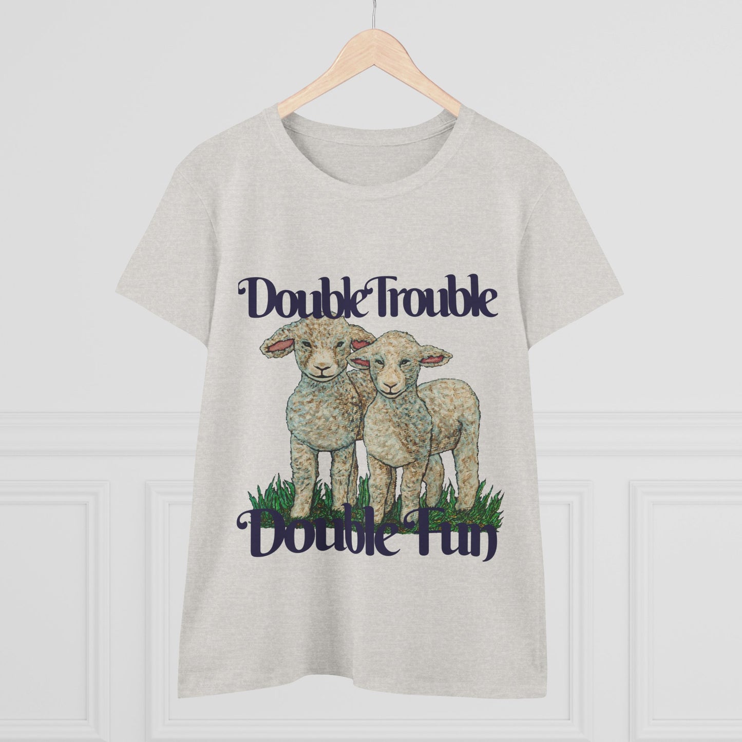 Double Trouble Double Fun Women's Midweight Cotton Tee