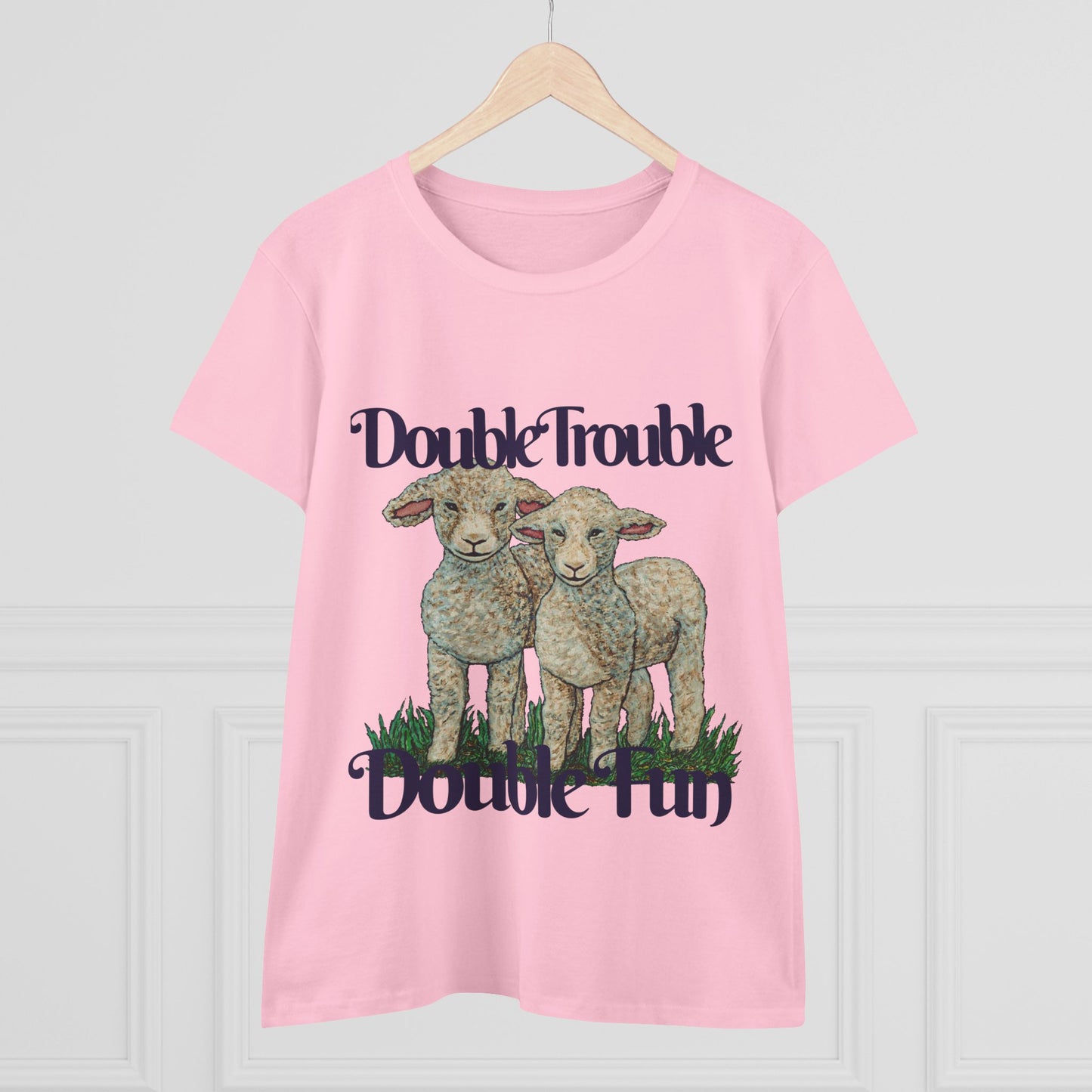 Double Trouble Double Fun Women's Midweight Cotton Tee