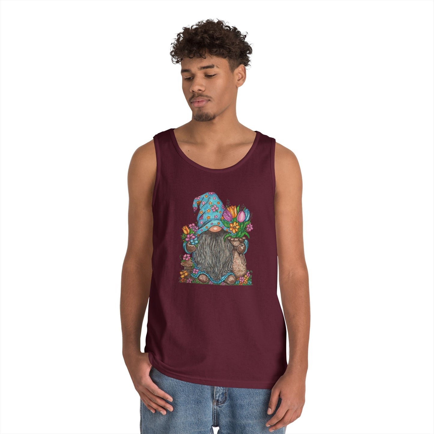 Gardening Gnome Unisex Heavy Cotton Tank Top