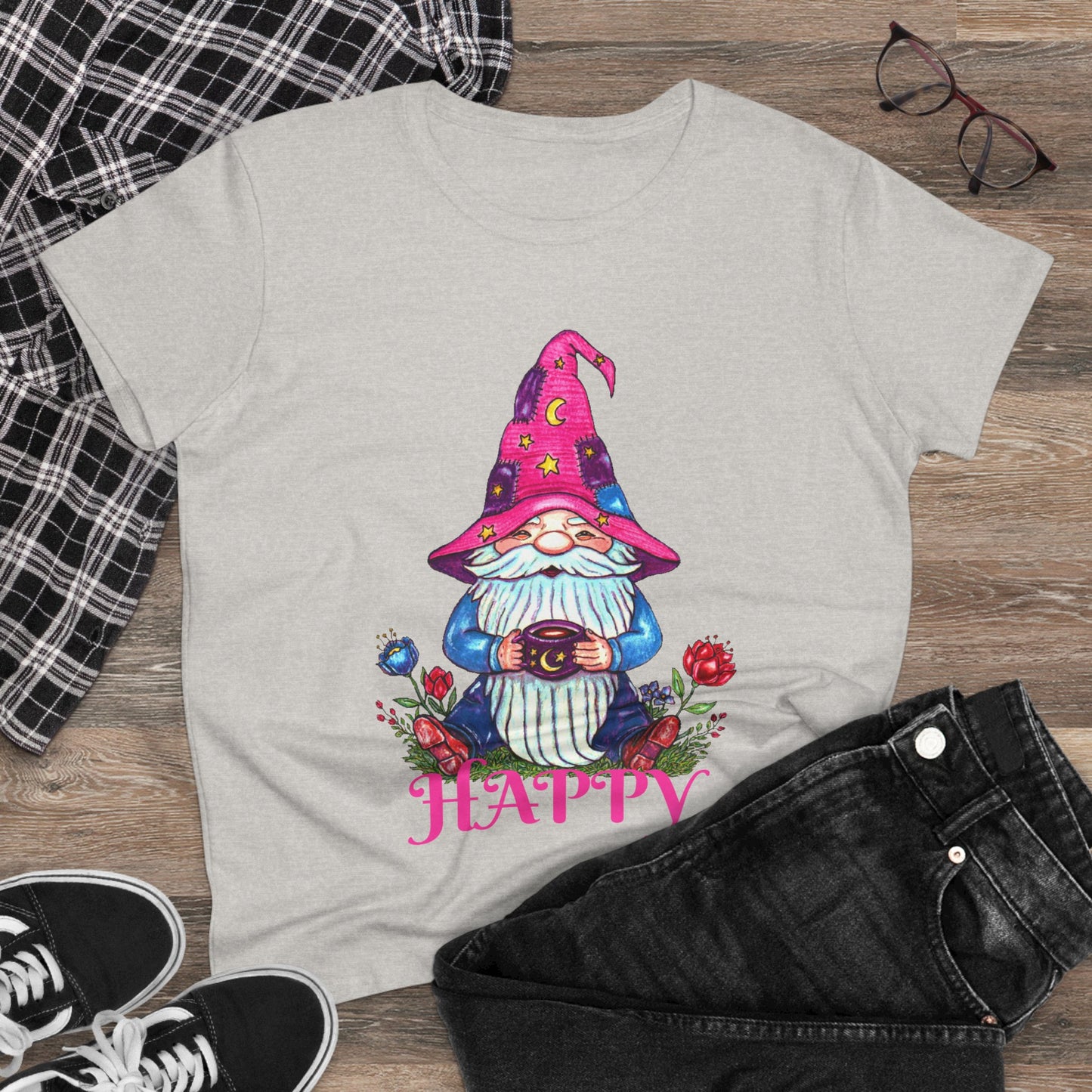 Happy Gnome Women's Midweight Cotton Tee