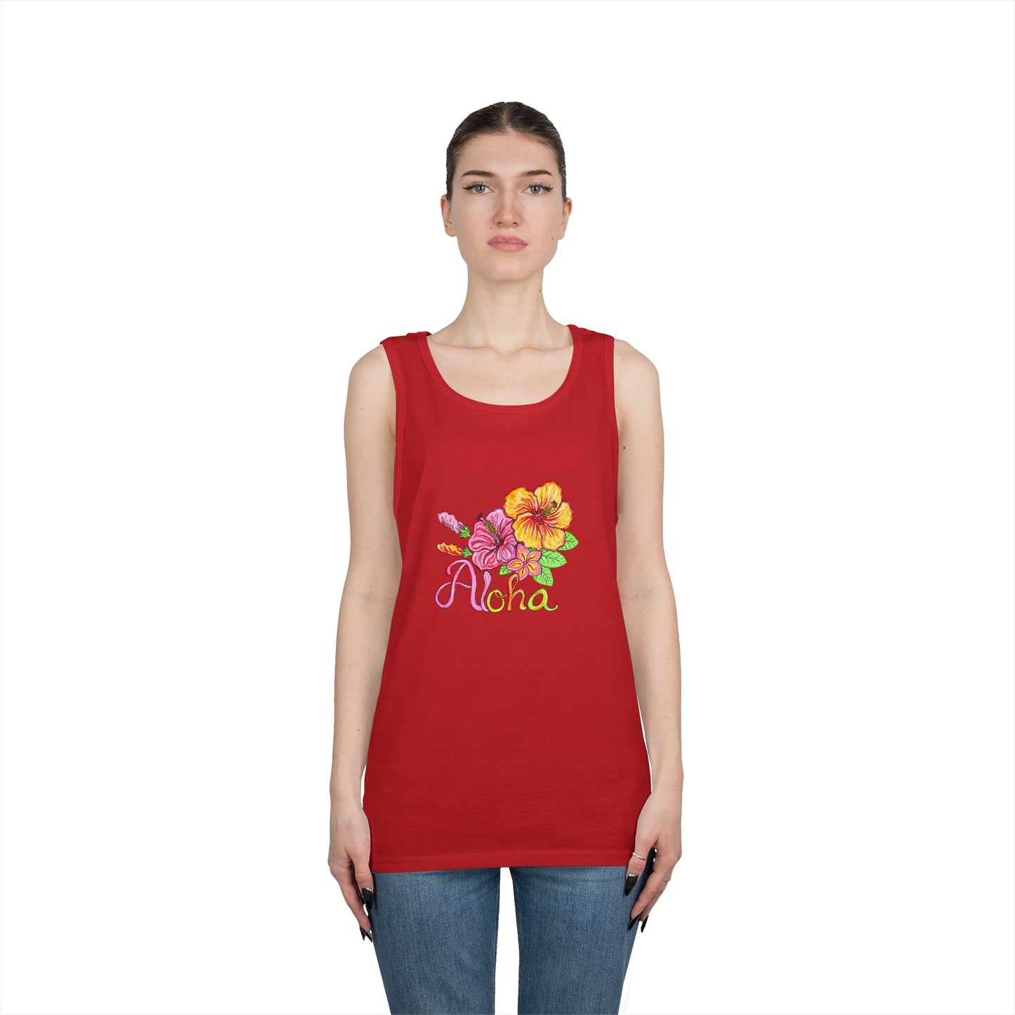 Aloha Flowers Unisex Heavy Cotton Tank Top