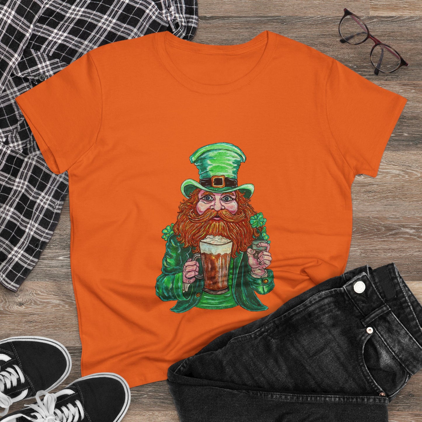 Drunken Leprechaun Women's Midweight Cotton Tee