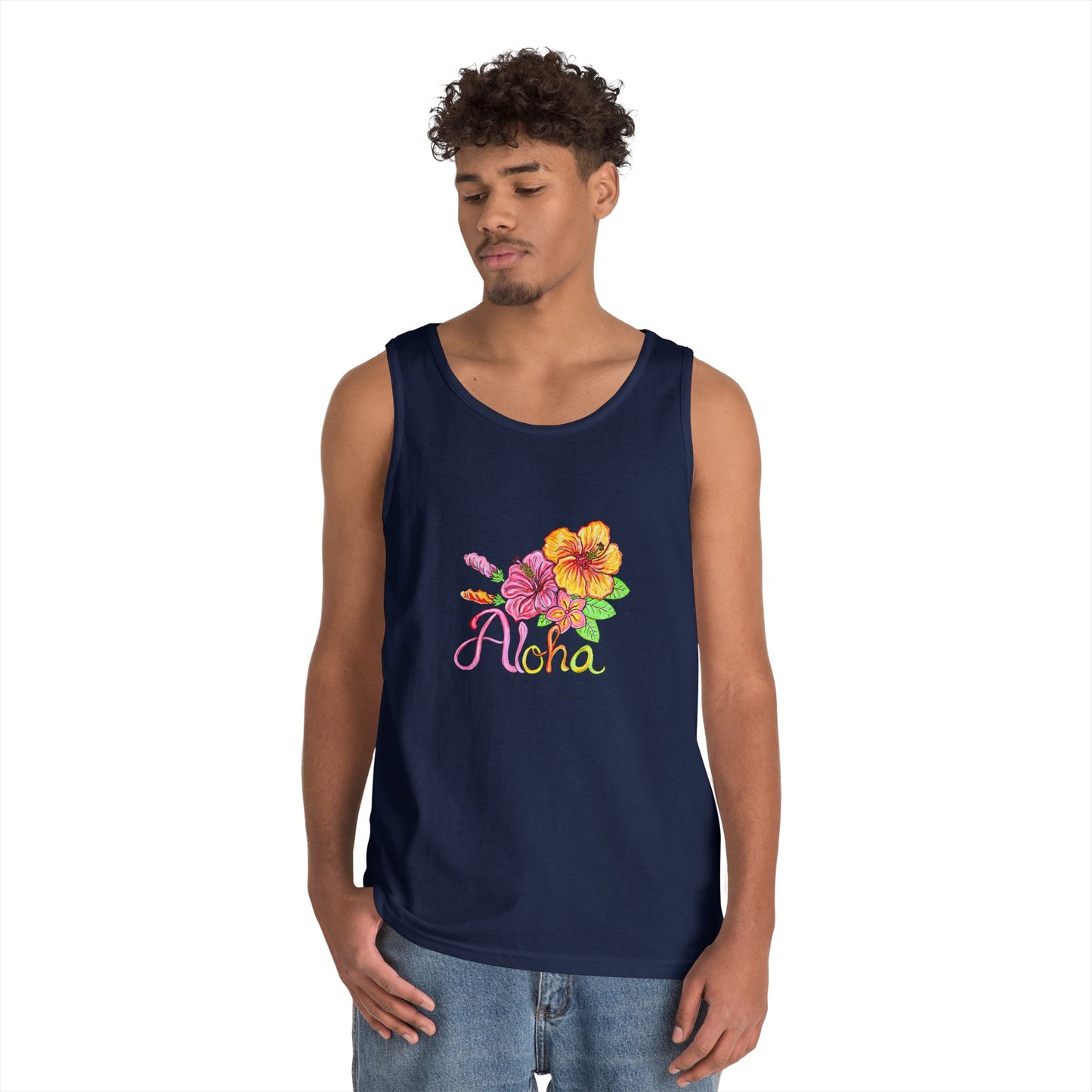 Aloha Flowers Unisex Heavy Cotton Tank Top