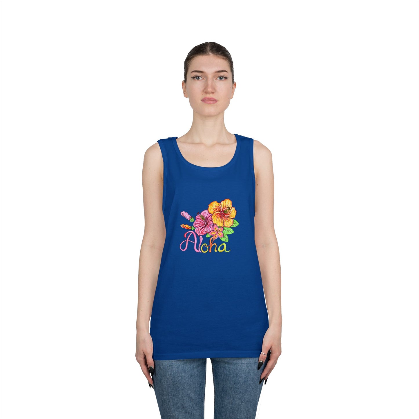 Aloha Flowers Unisex Heavy Cotton Tank Top