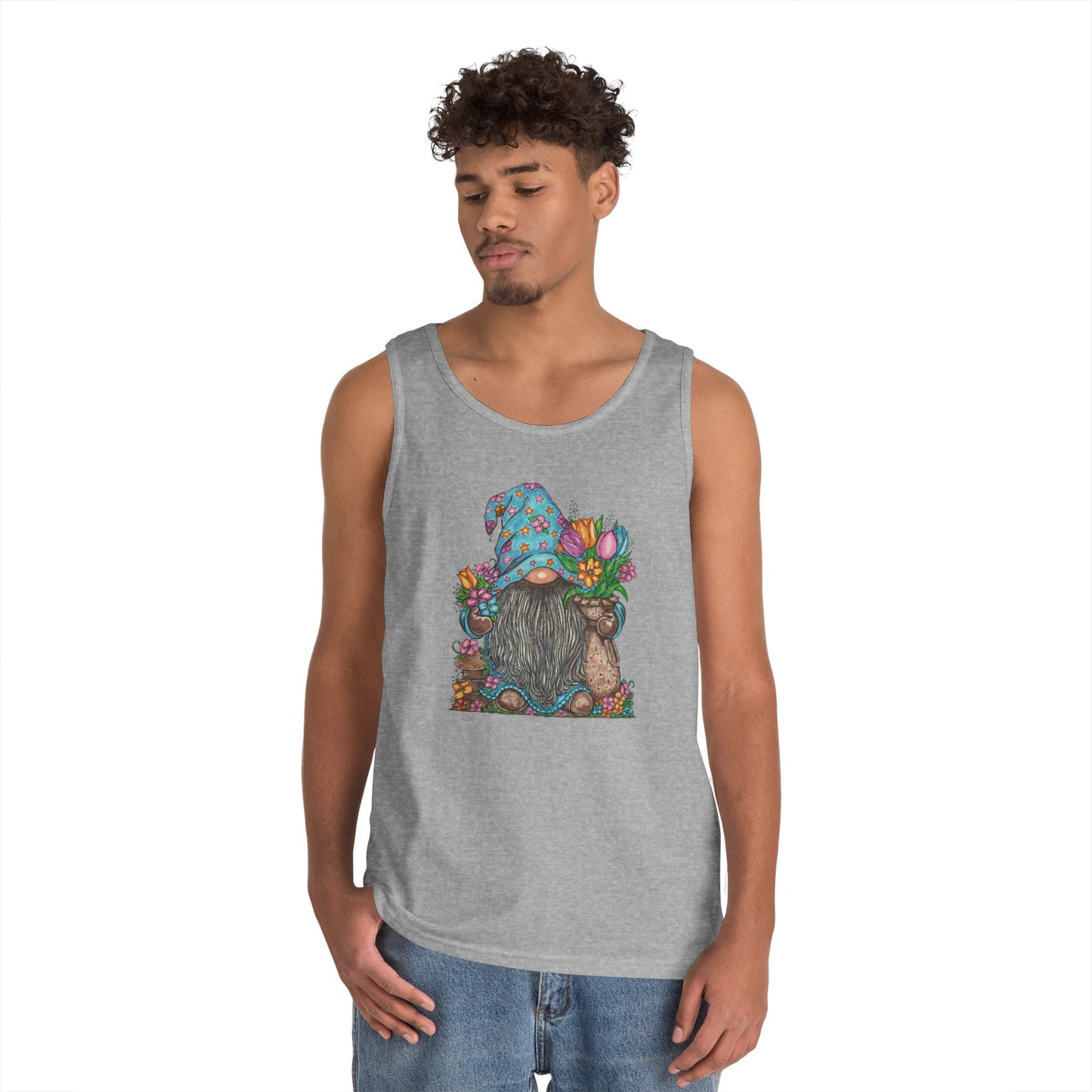 Gardening Gnome Unisex Heavy Cotton Tank Top