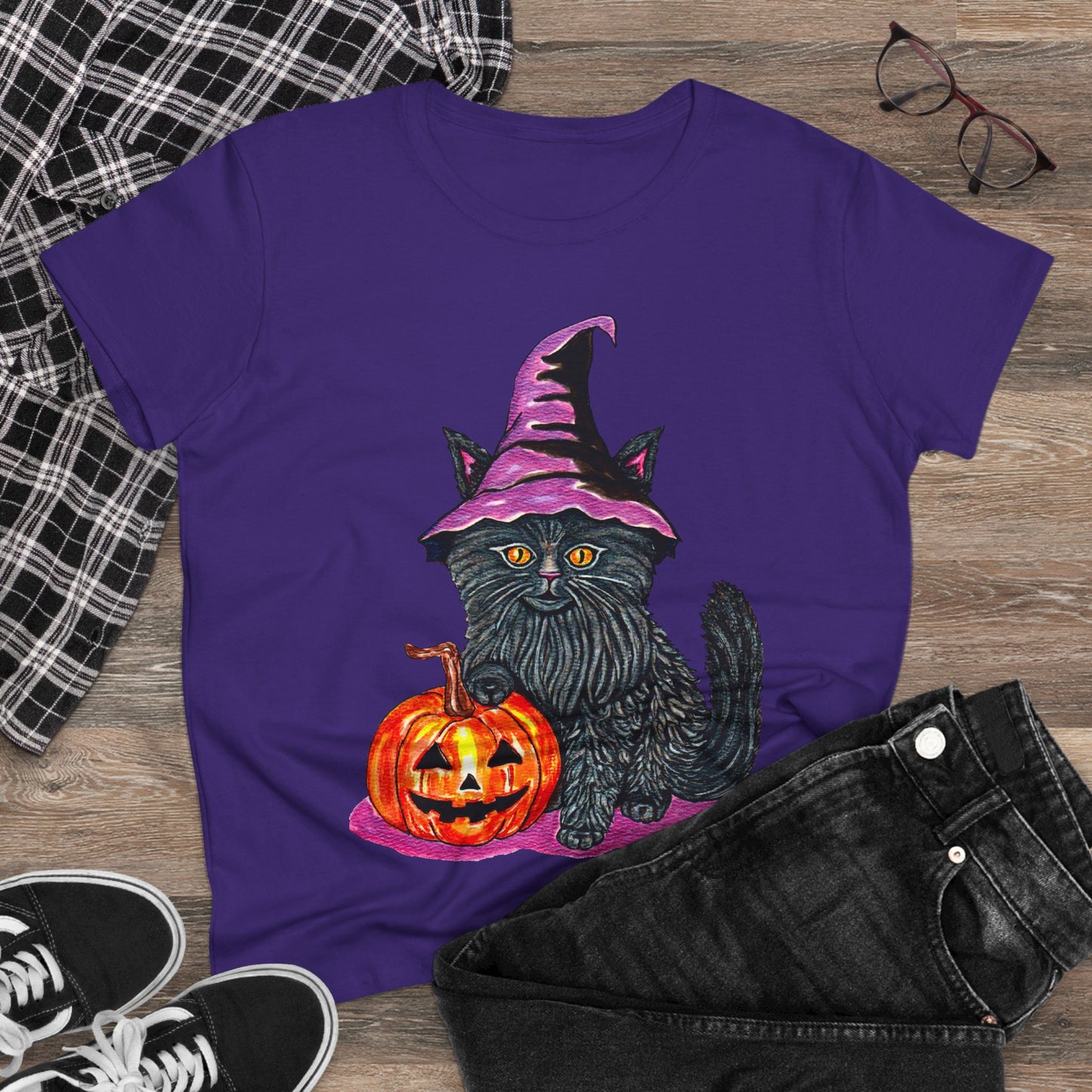 Halloween Kitty Women's Midweight Cotton Tee