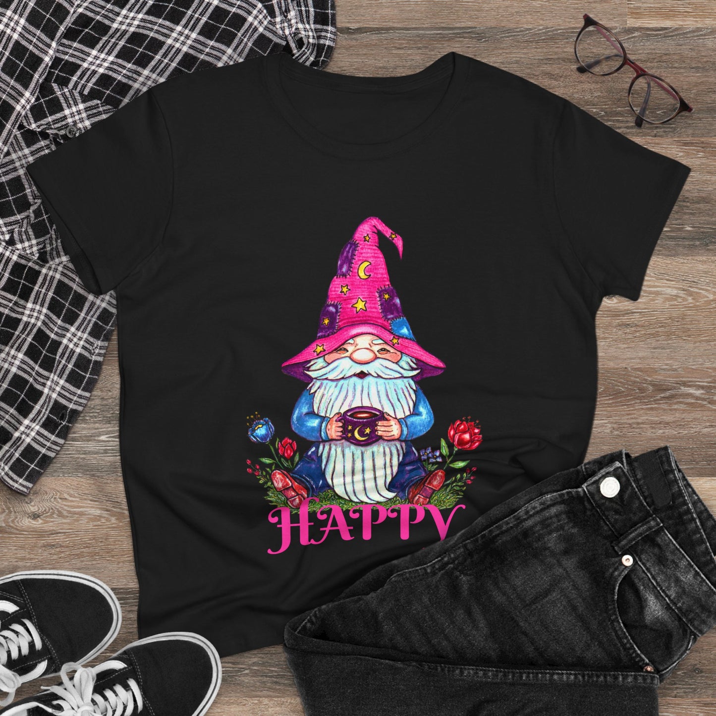 Happy Gnome Women's Midweight Cotton Tee