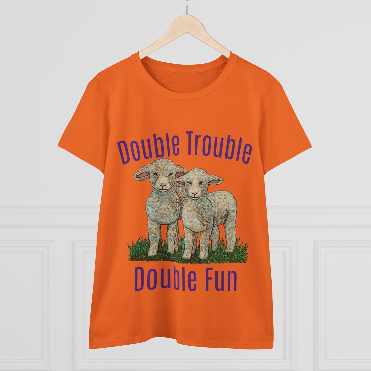 Double Trouble Double Fun Women's Midweight Cotton Tee