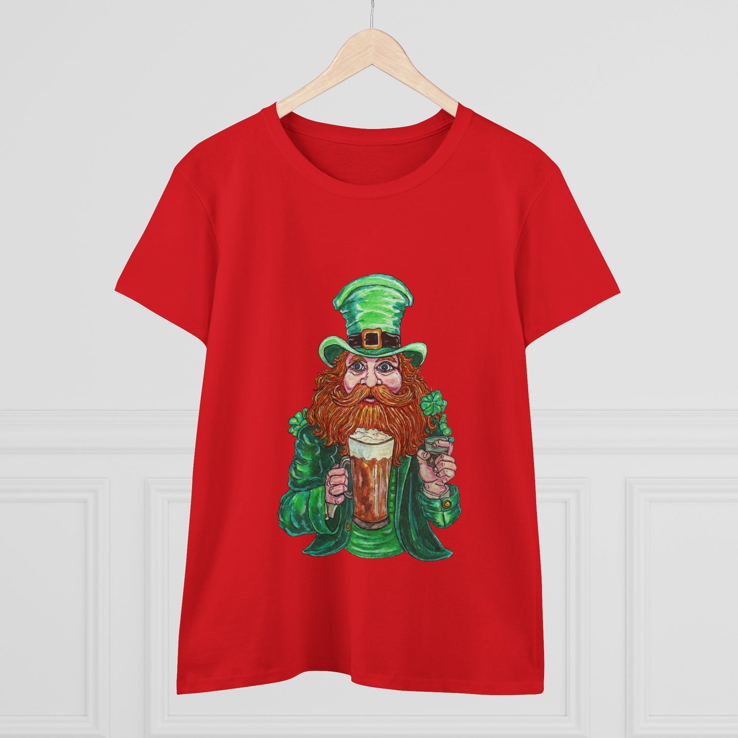Drunken Leprechaun Women's Midweight Cotton Tee