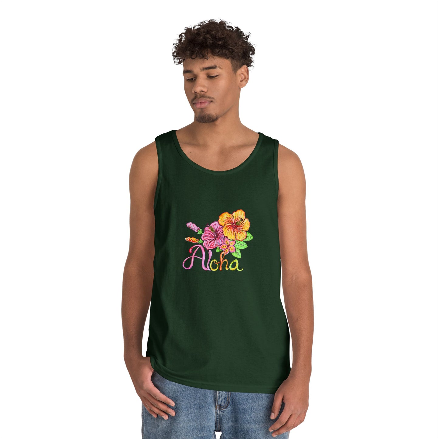 Aloha Flowers Unisex Heavy Cotton Tank Top