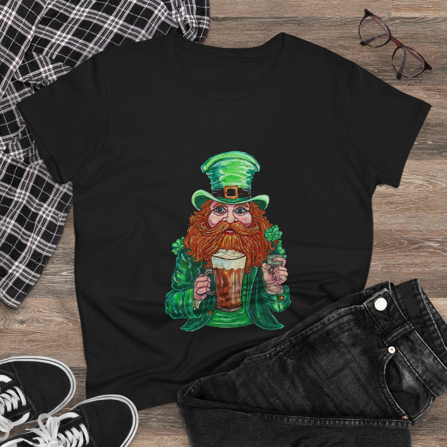 Drunken Leprechaun Women's Midweight Cotton Tee