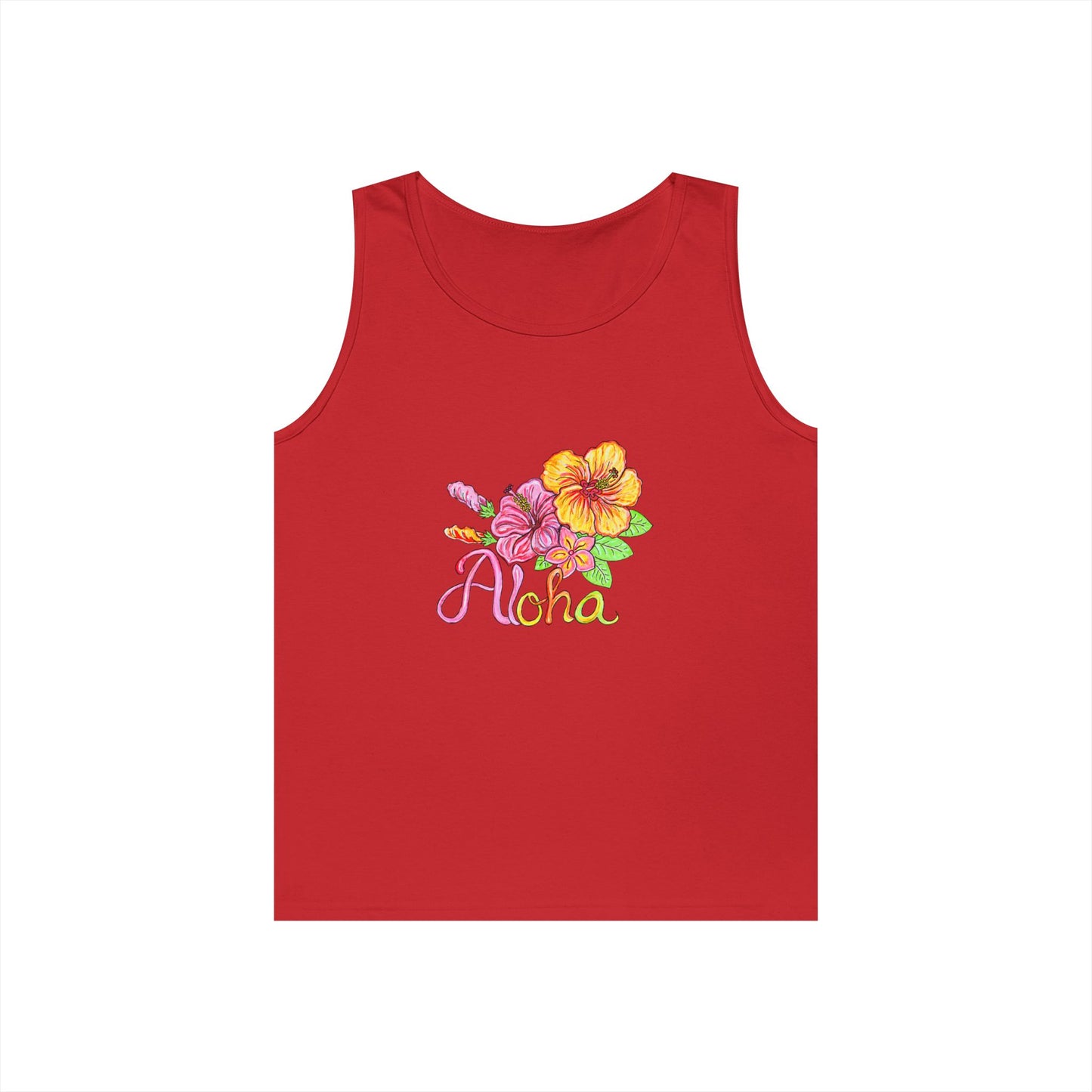 Aloha Flowers Unisex Heavy Cotton Tank Top