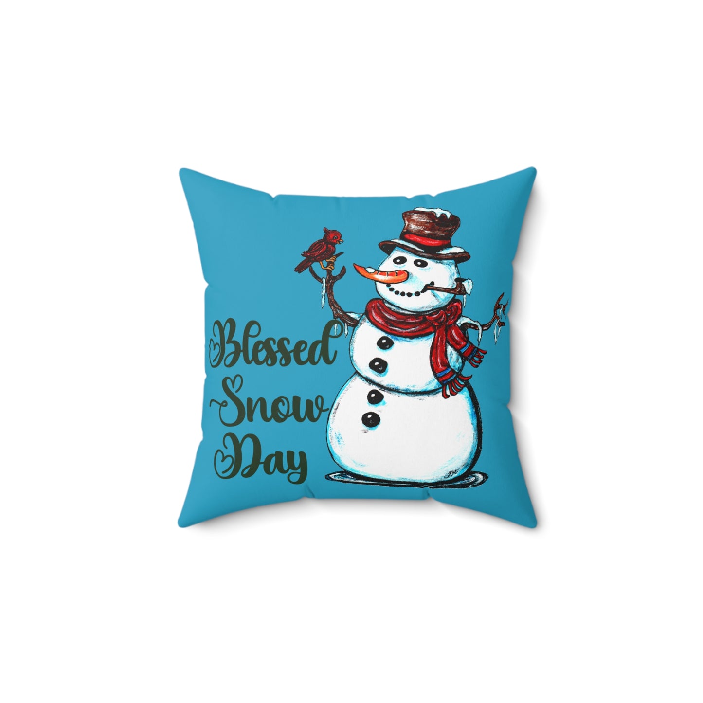 Blessed Snow Day Spun Polyester Square Pillow