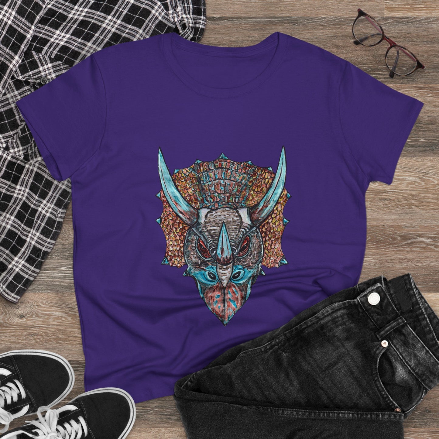 Triceratops Women's Midweight Cotton Tee