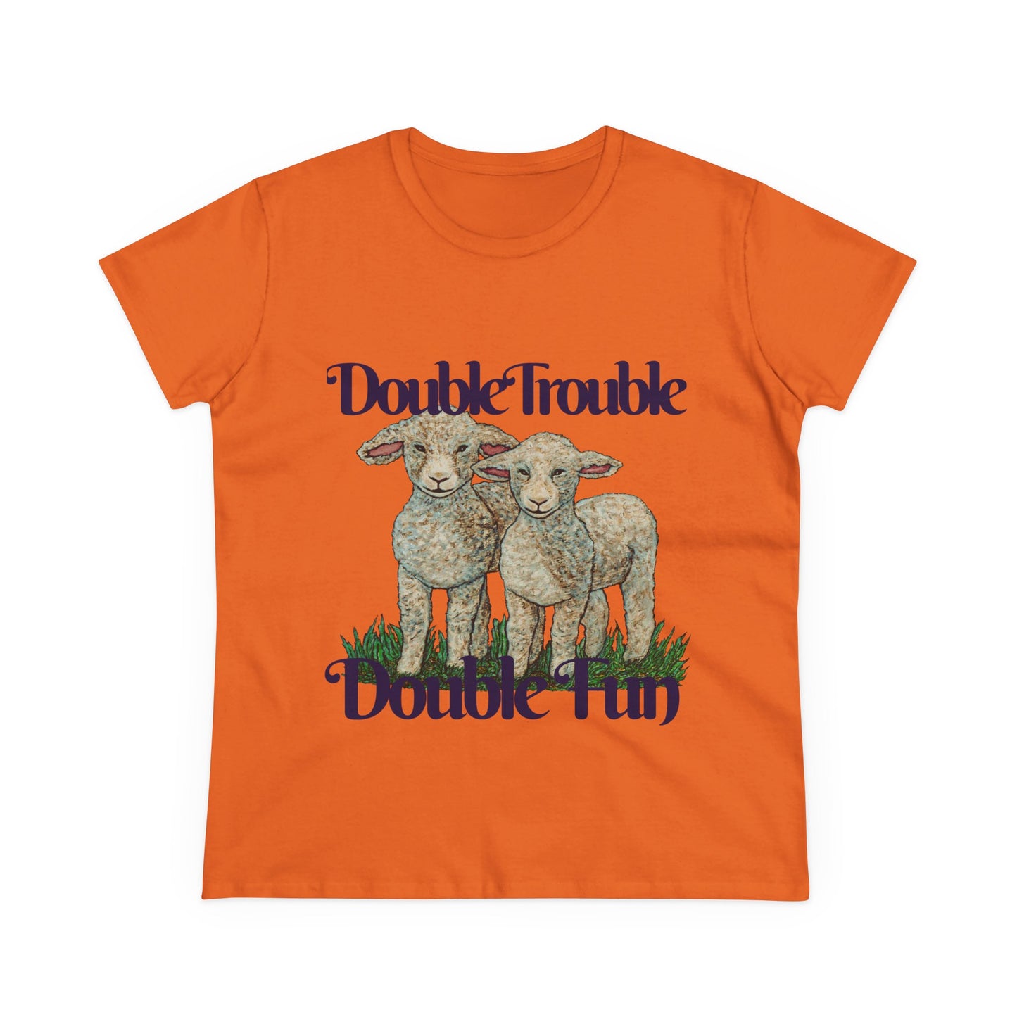 Double Trouble Double Fun Women's Midweight Cotton Tee