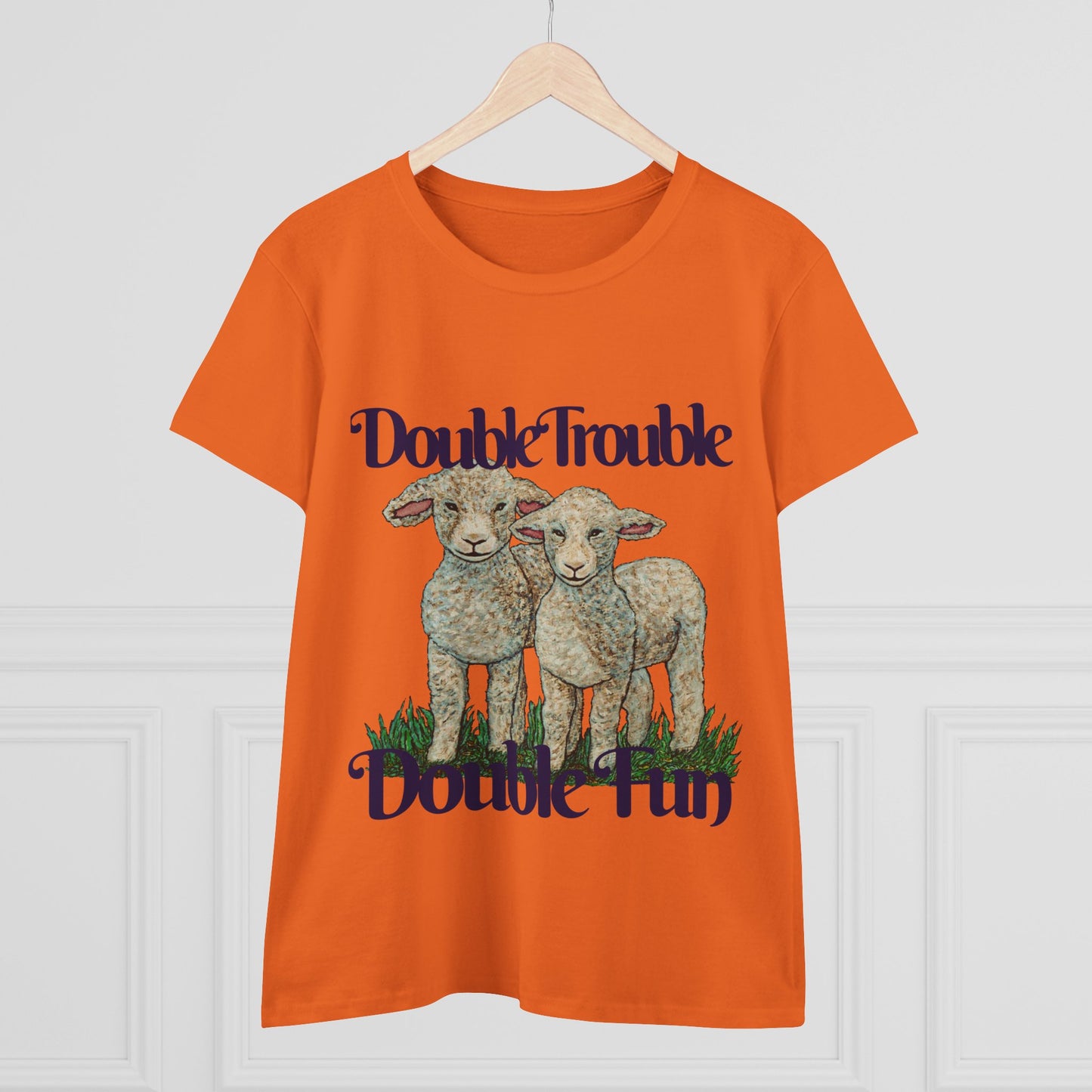 Double Trouble Double Fun Women's Midweight Cotton Tee