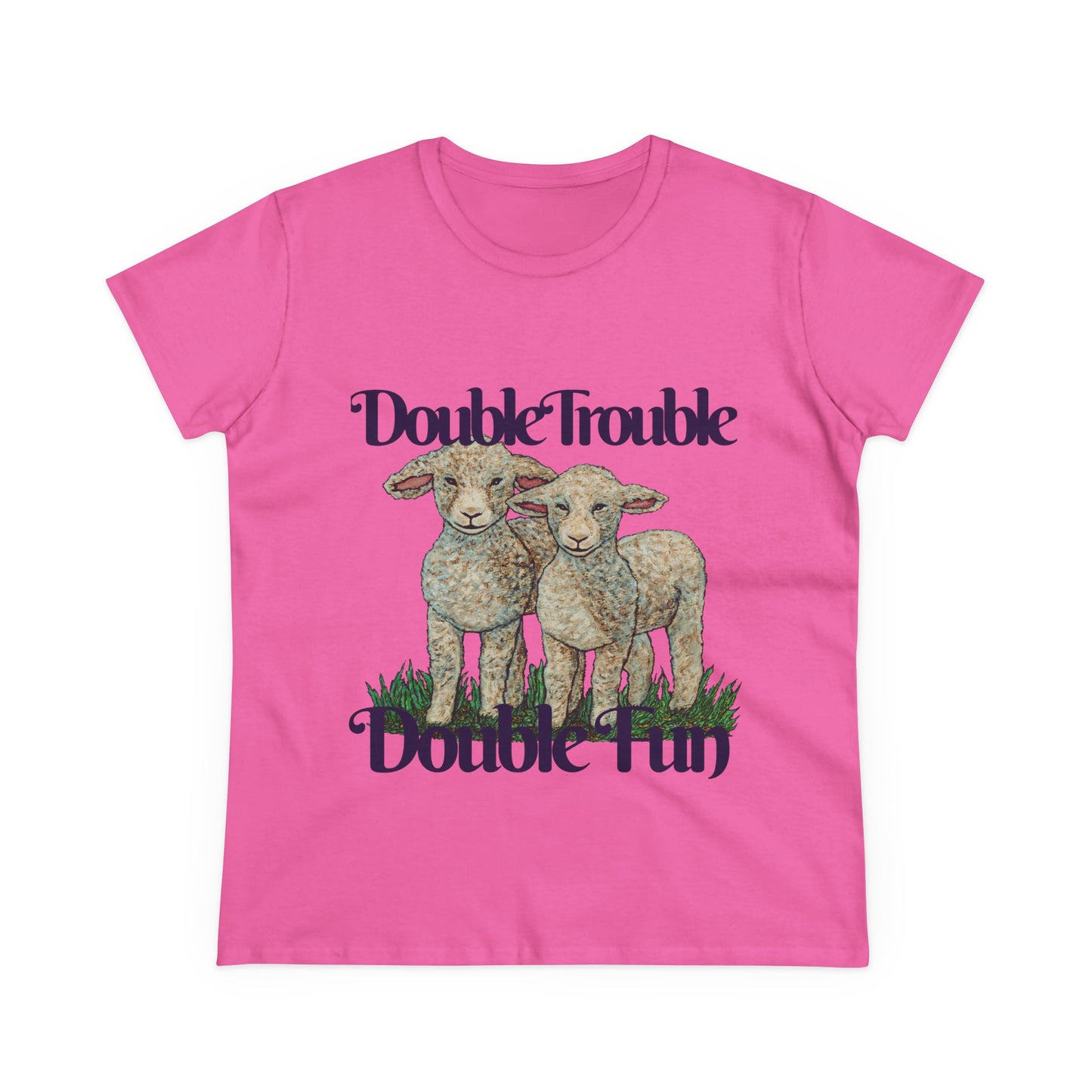 Double Trouble Double Fun Women's Midweight Cotton Tee