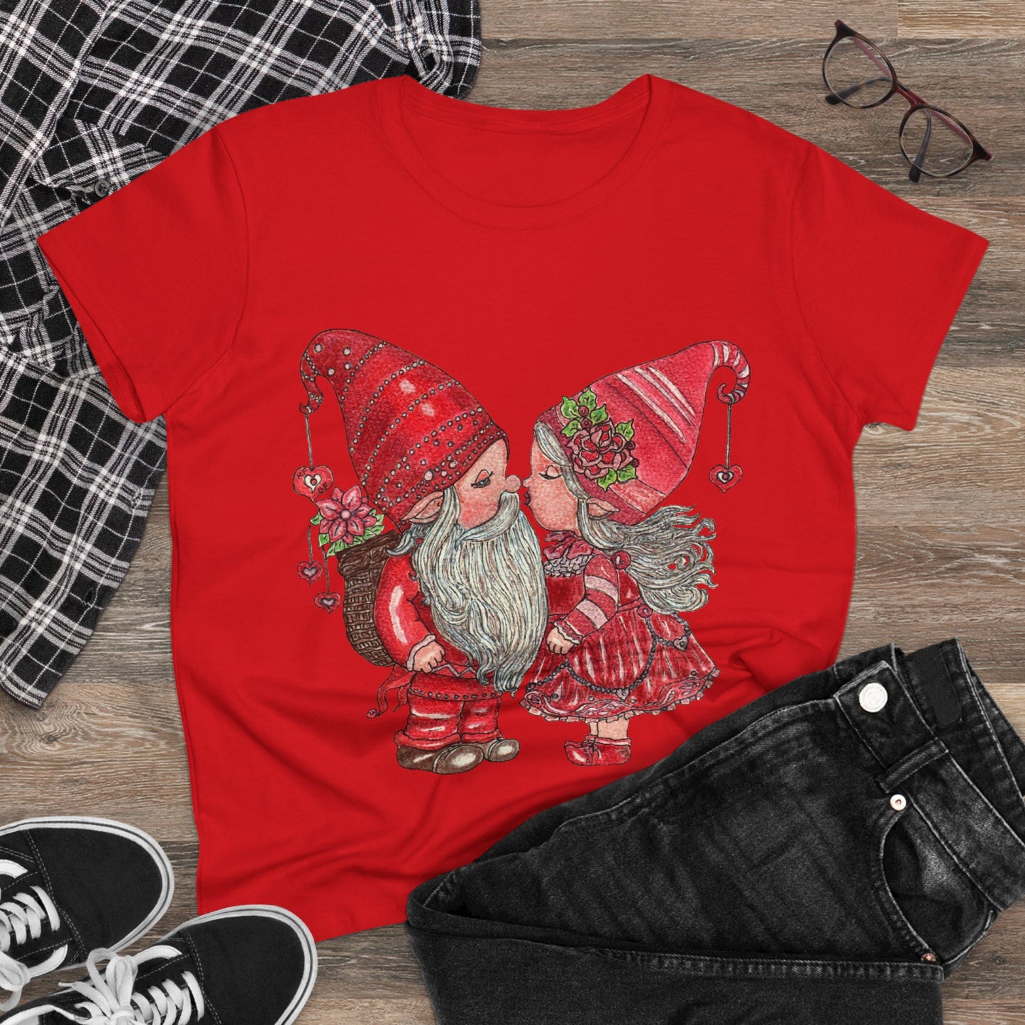 Gnome Lovers Women's Midweight Cotton Tee