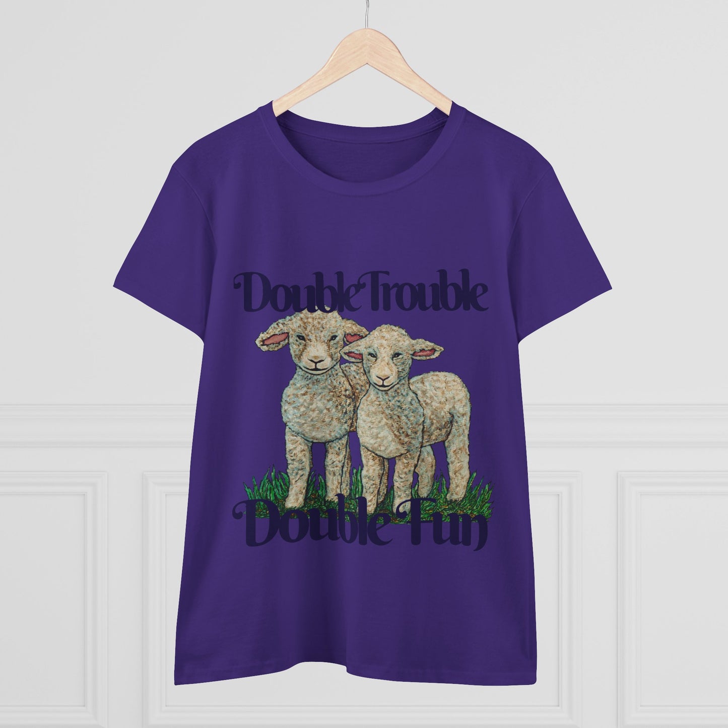 Double Trouble Double Fun Women's Midweight Cotton Tee