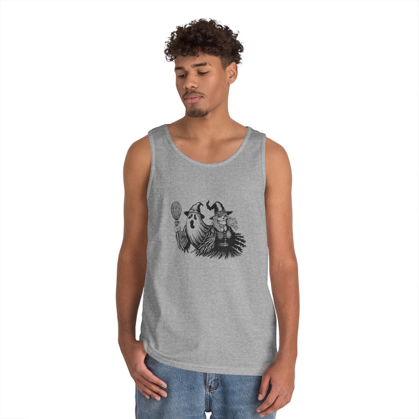 Witch and Ghost Unisex Heavy Cotton Tank Top