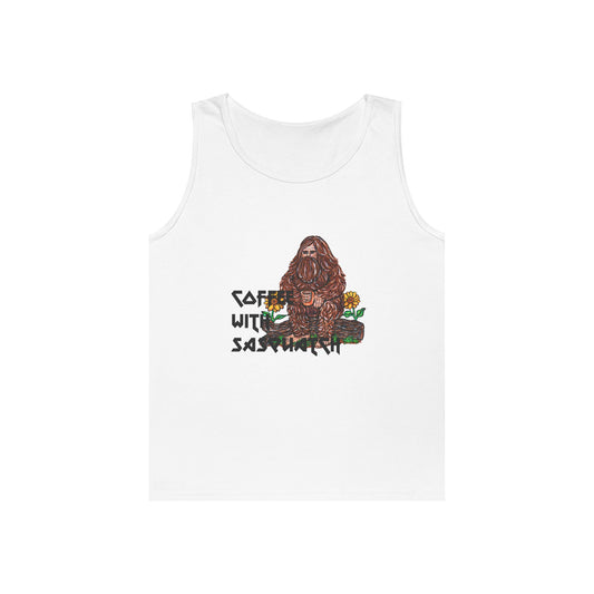 Coffee With Sasquatch Unisex Heavy Cotton Tank Top