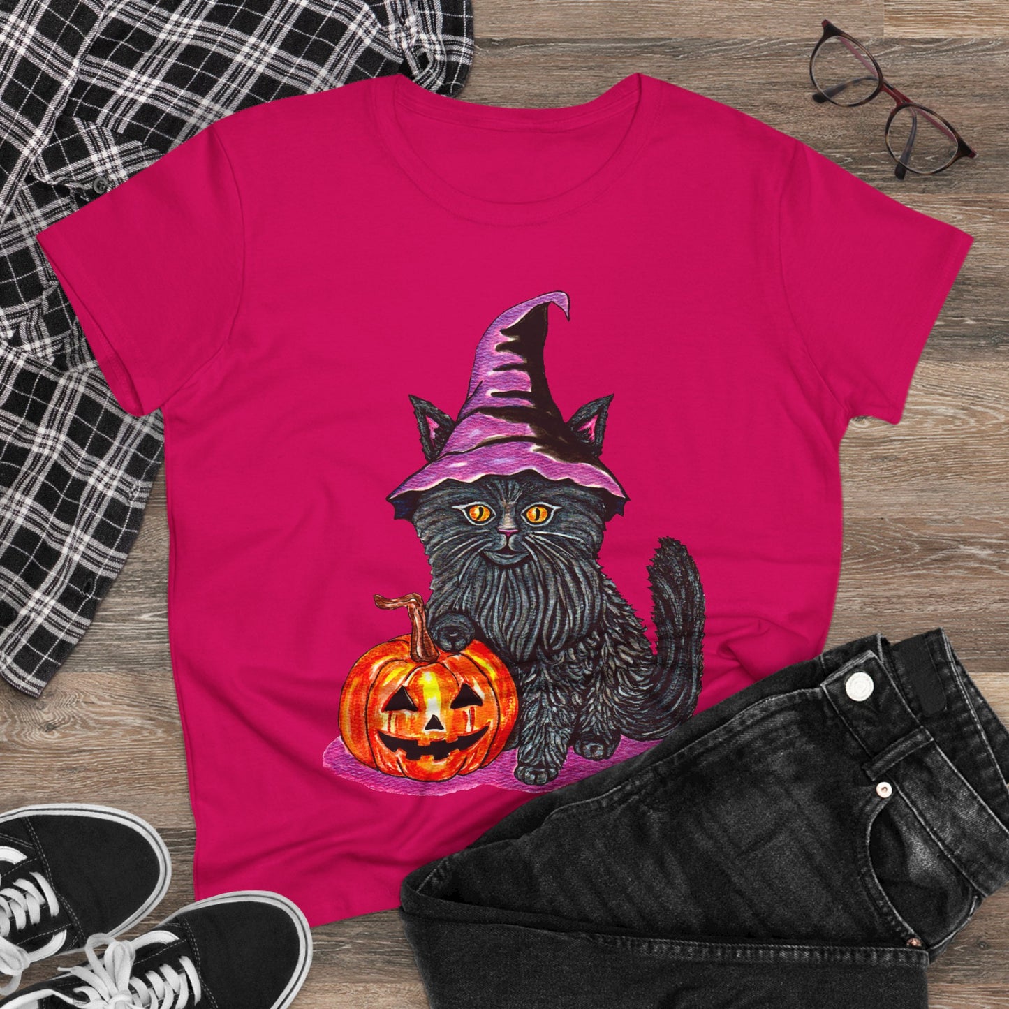 Halloween Kitty Women's Midweight Cotton Tee