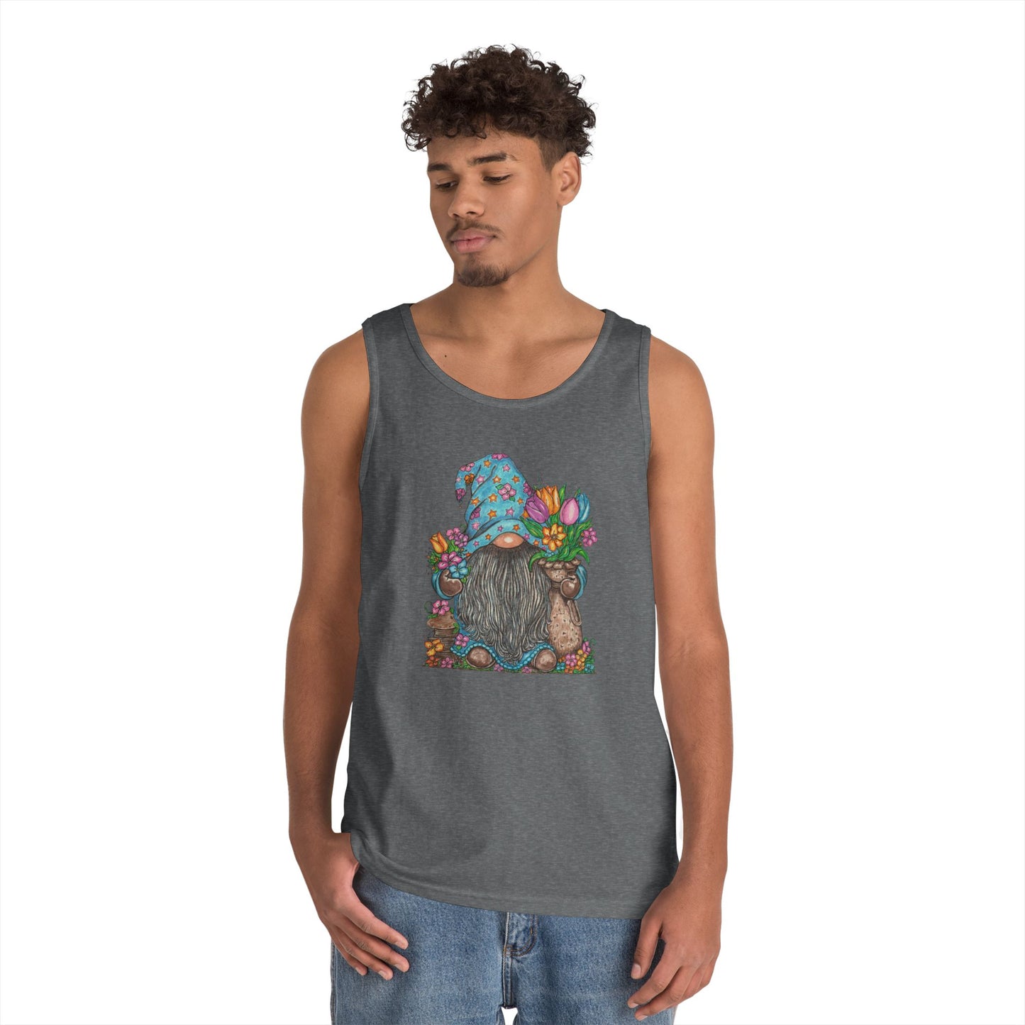 Gardening Gnome Unisex Heavy Cotton Tank Top