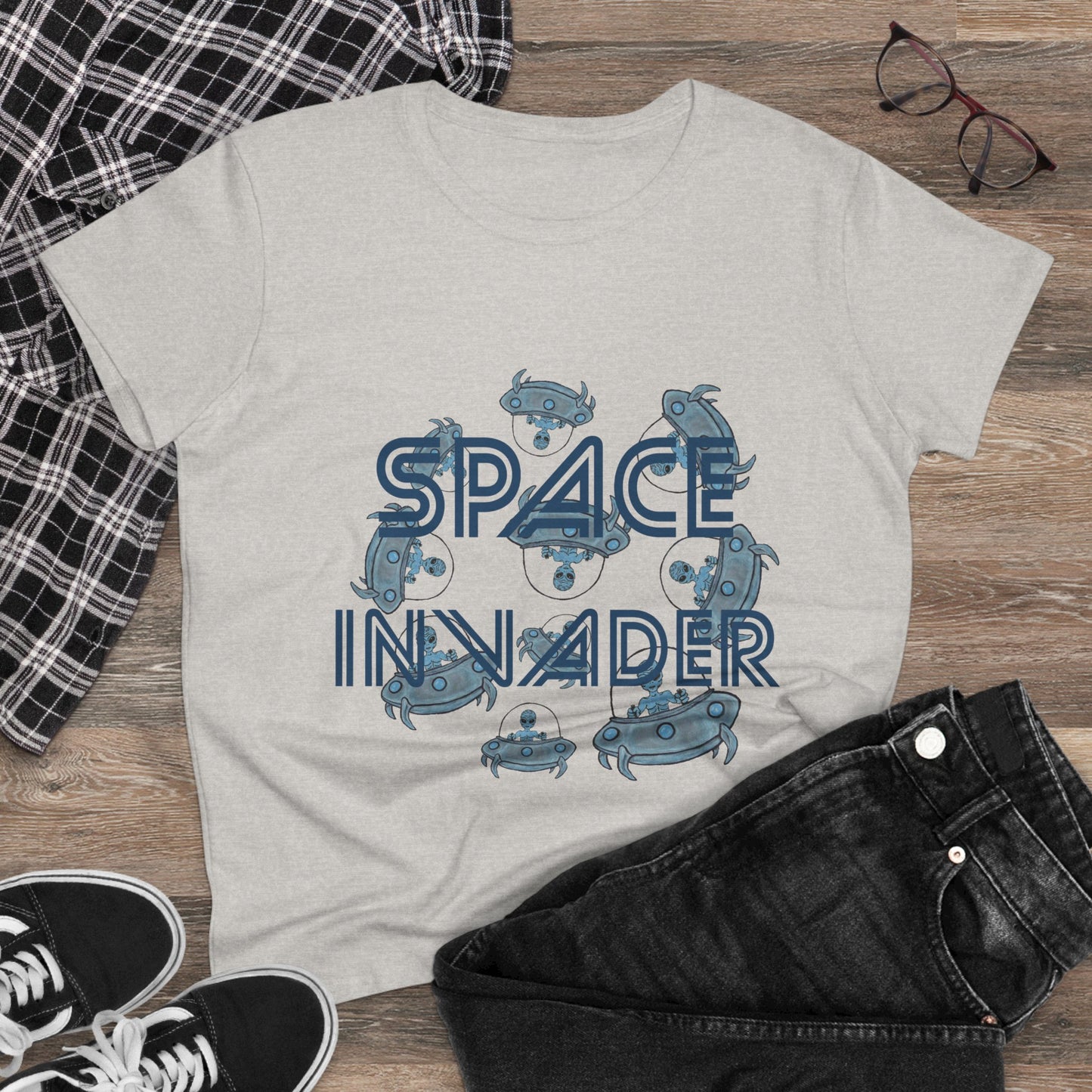 Space Invader Women's Midweight Cotton Tee