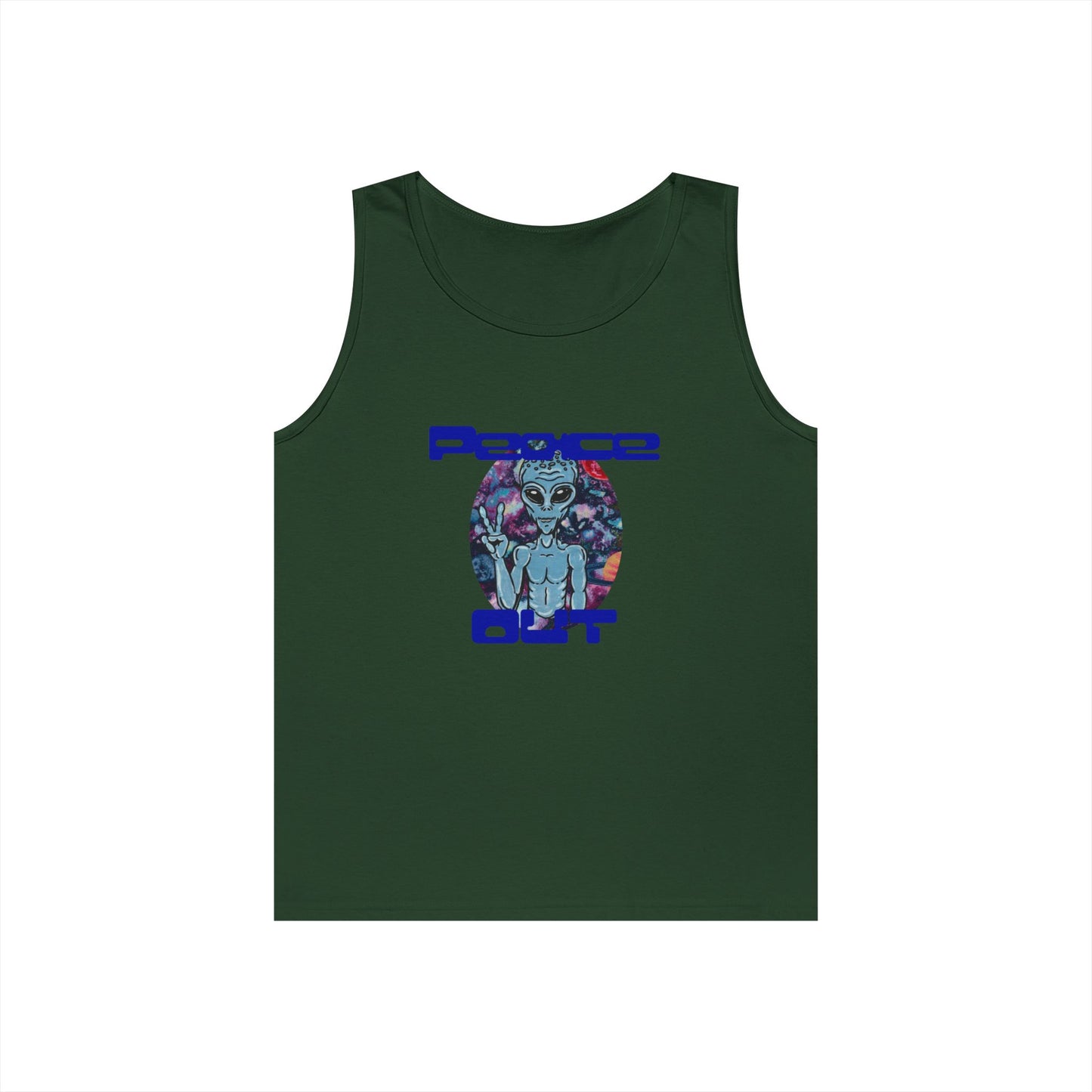 Peace Out Grey Alien Unisex Heavy Cotton Tank Top
