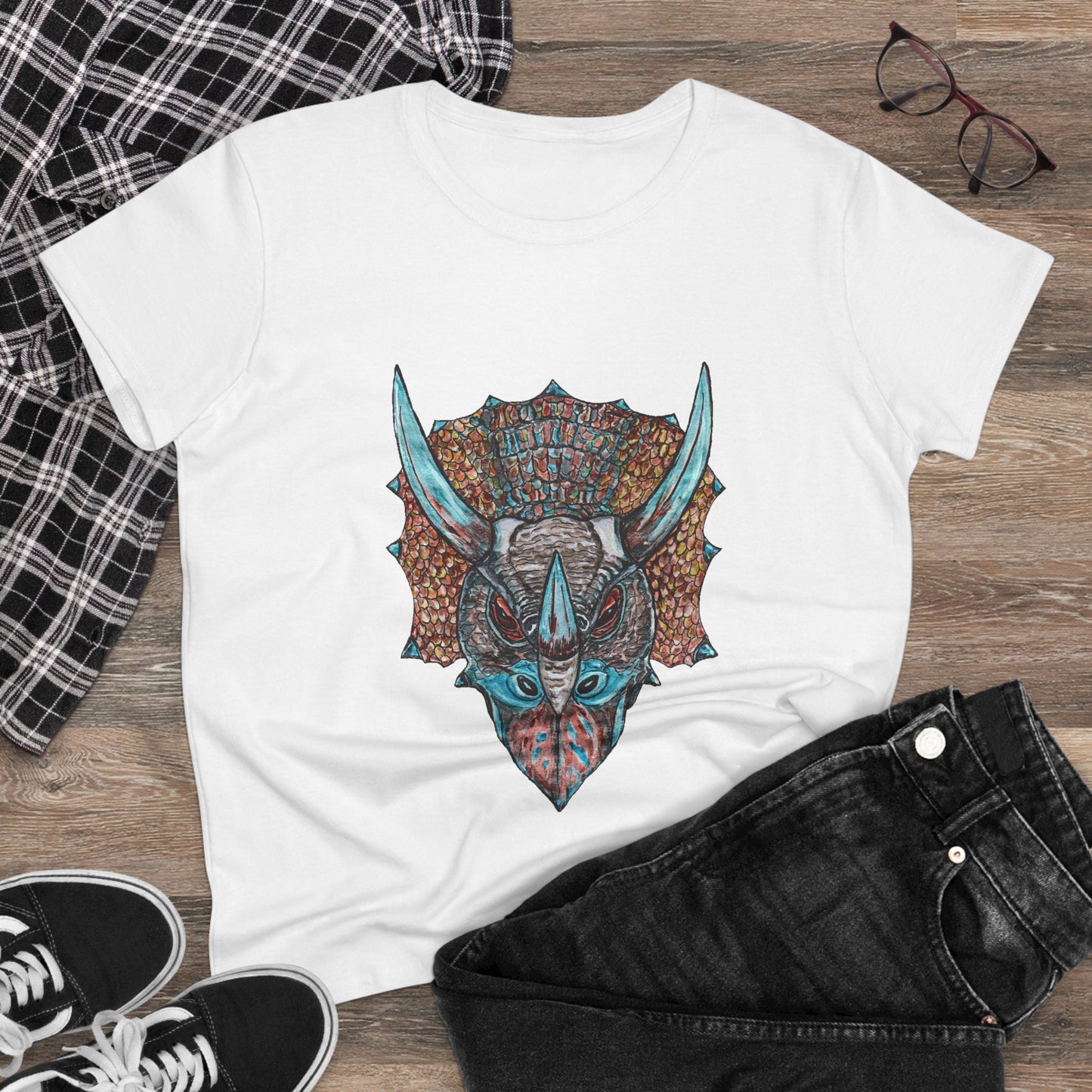 Triceratops Women's Midweight Cotton Tee