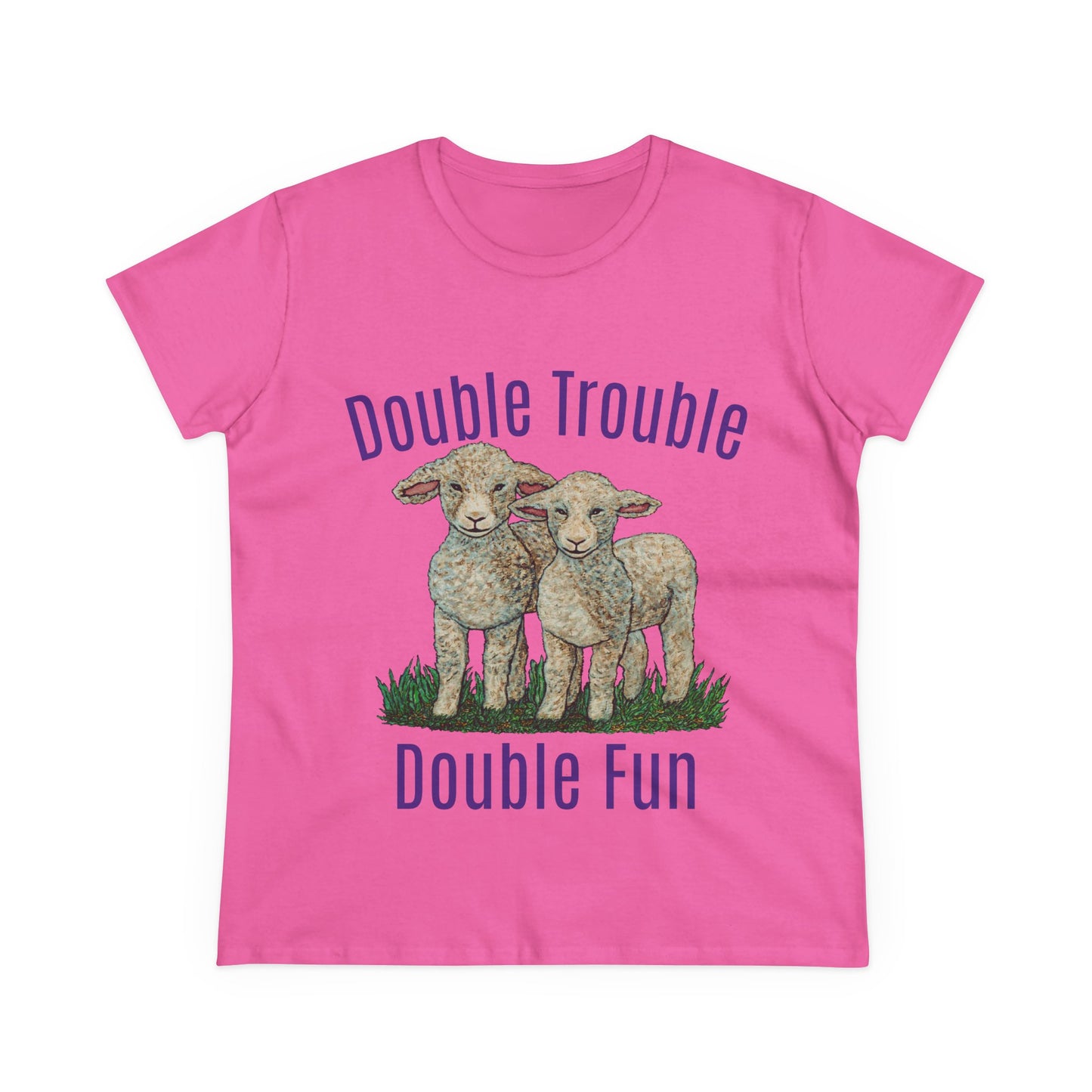 Double Trouble Double Fun Women's Midweight Cotton Tee